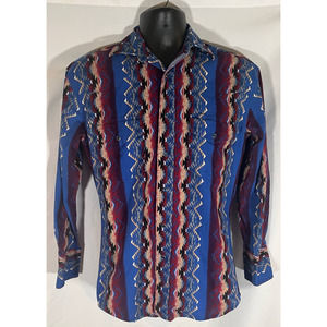 Vintage Wrangler Pearl Snap Western Button Up Long Sleeve Shirt Size Small